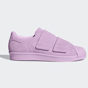 Adidas Superstar suede sneakers velcro straps clear lilac purple B28043 size 6